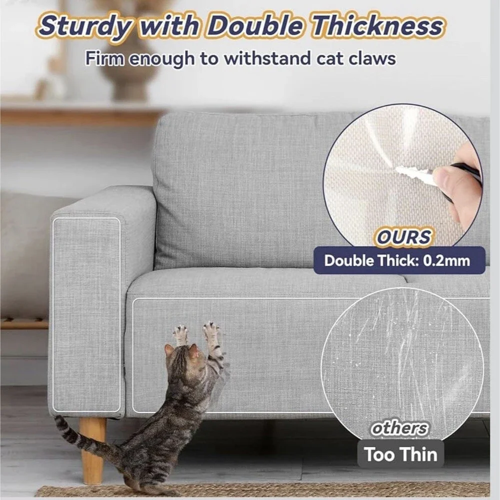Fldofaves 12 Pack Cat Scratch Furniture Protectors, Clear, No-Pin Couch Guard, A